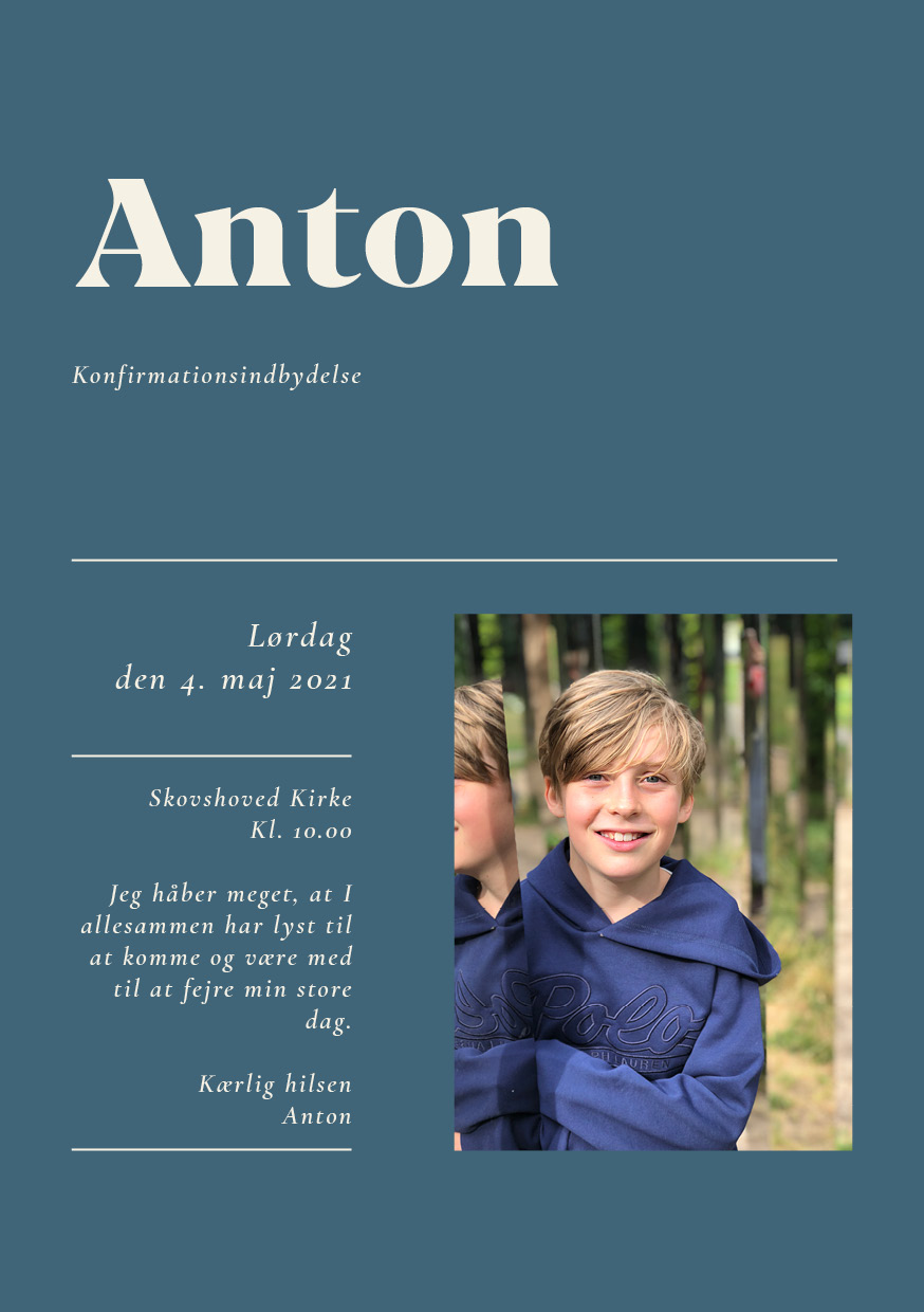 Invitationer - Anton Konfirmation